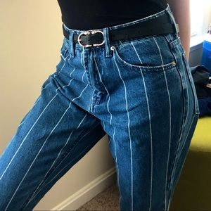 Medium-Wash Stripped Denim Jeans 🦋🦓